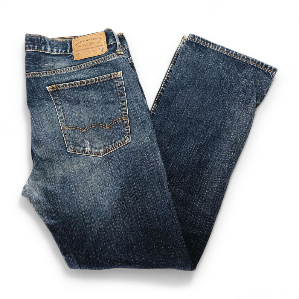 American Eagle Outfitters‎ Original Straight Dark Wash Rigid Denim Jeans 34x33